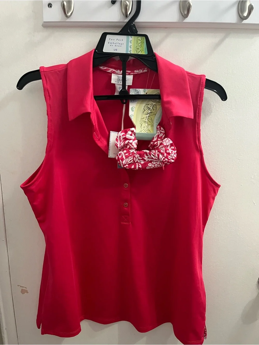 Sigrid Olsen Sleeveless Polo Set- Bright Pink Tank w/matching skort.